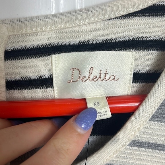 NWT Anthropologie Deletta Gradient Stripe Tunic Top Hi Lo Short Sleeves XS - Picture 4 of 12